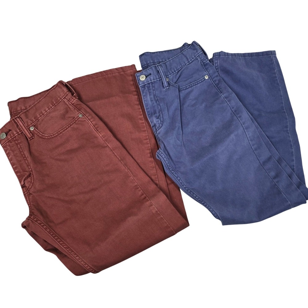 Lot 2 Levi's 514 Straight Fit Pants Burgundy Red‎ Navy Blue Twill Chino 29 x 30